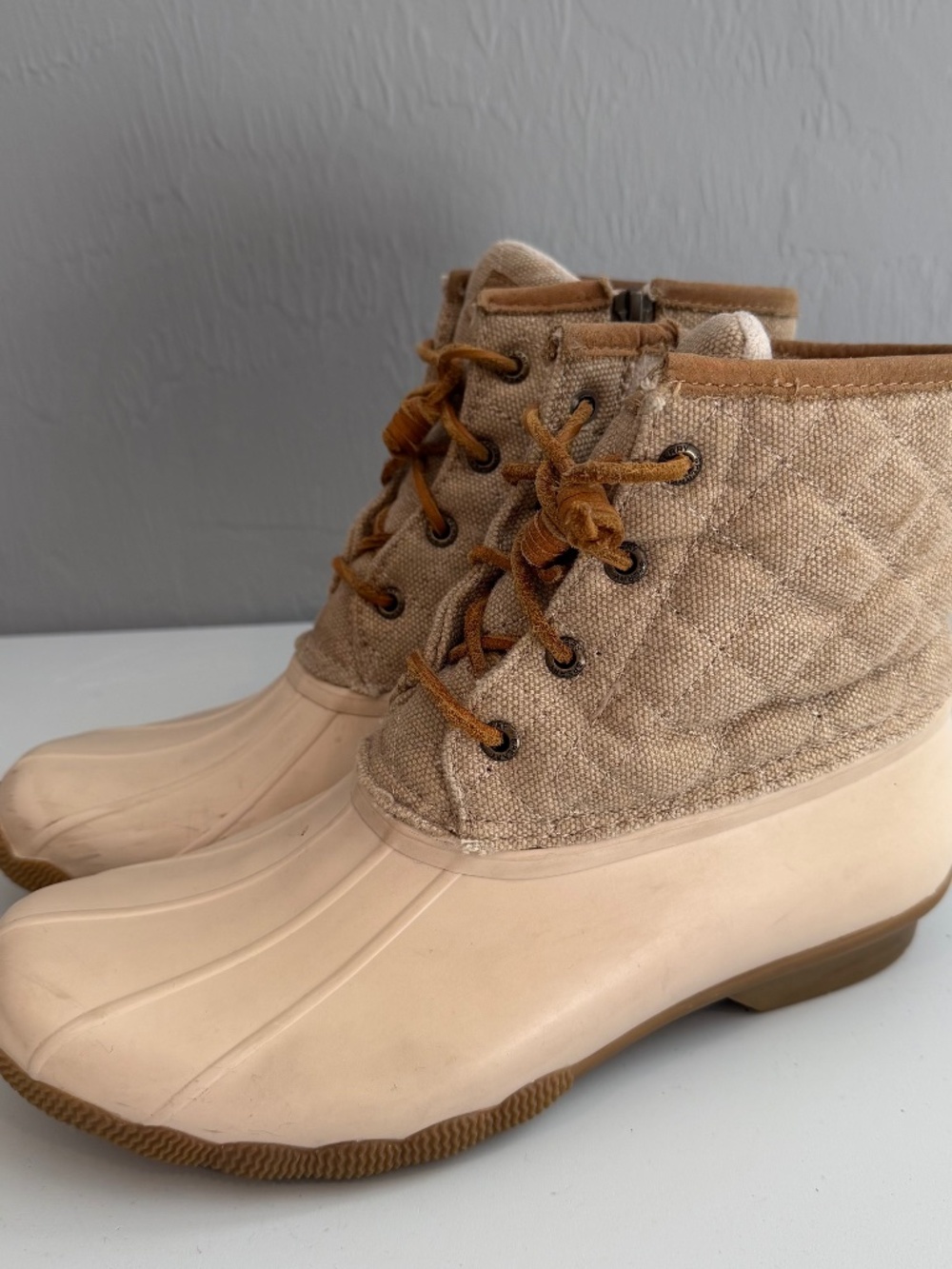 Sperry Women's Saltwater Rain Winter Duck Boots Beige/Brown Size 9M